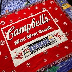 2002 Campbell’s Soup Official Supplier Salt Lake City USA Olympic Fringe Blanket